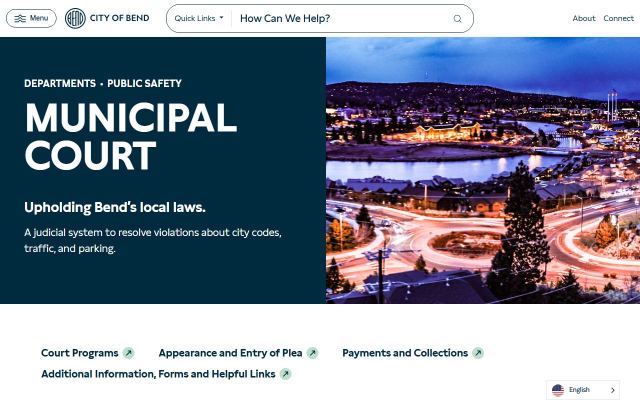Bend Municipal Court official page for court records and procedures