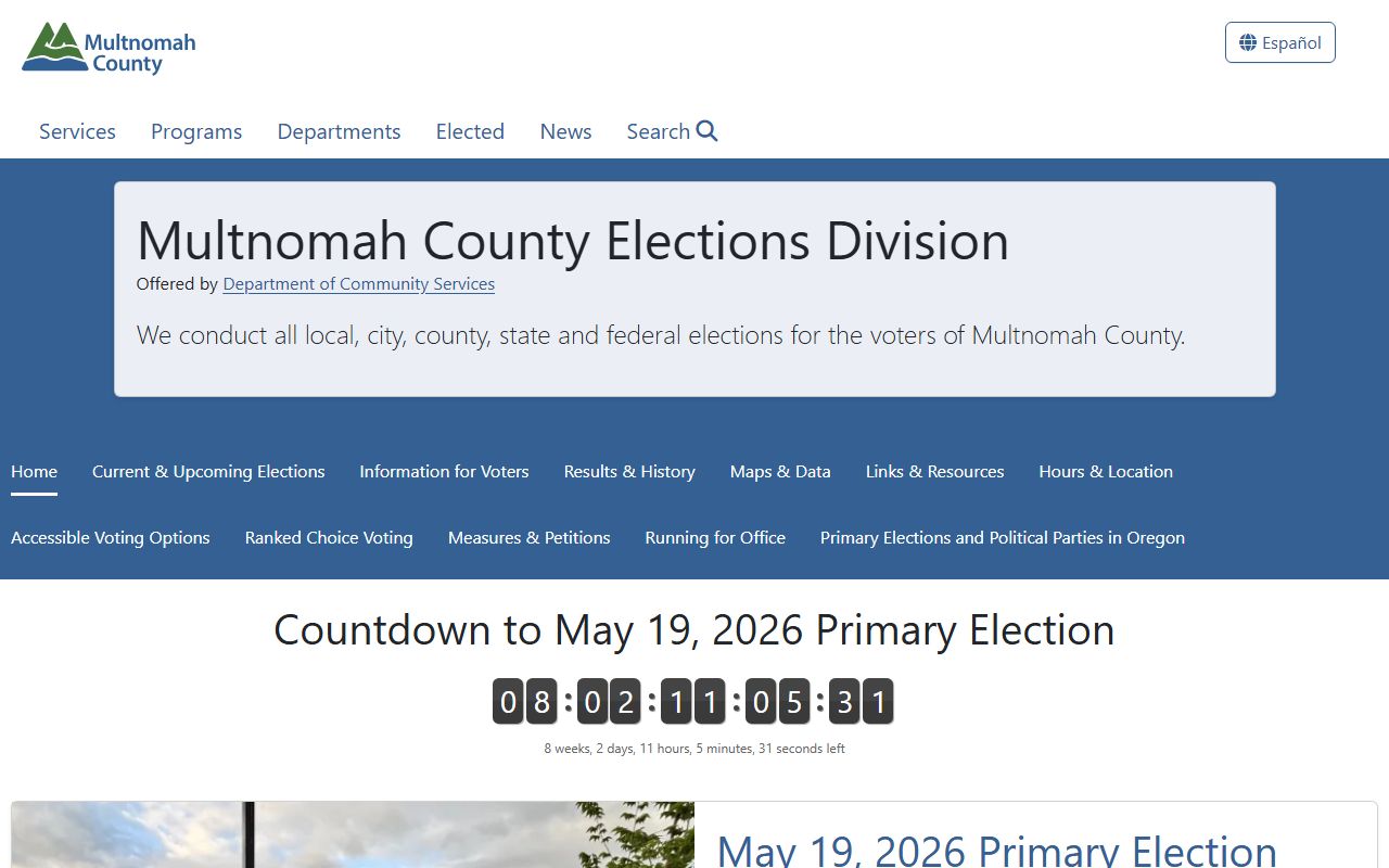 Multnomah County elections page serving the Gresham region