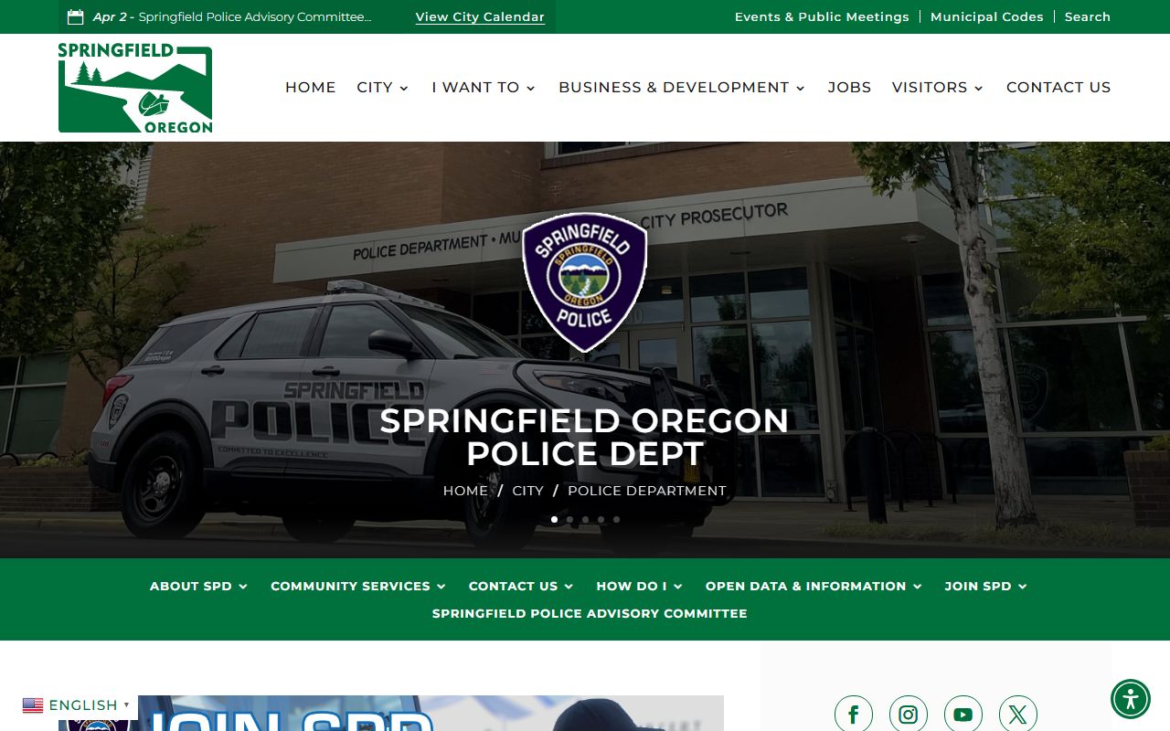 Springfield Police Department page for records inquiries