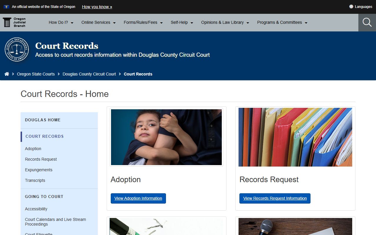 Douglas County Circuit Court website for court records
