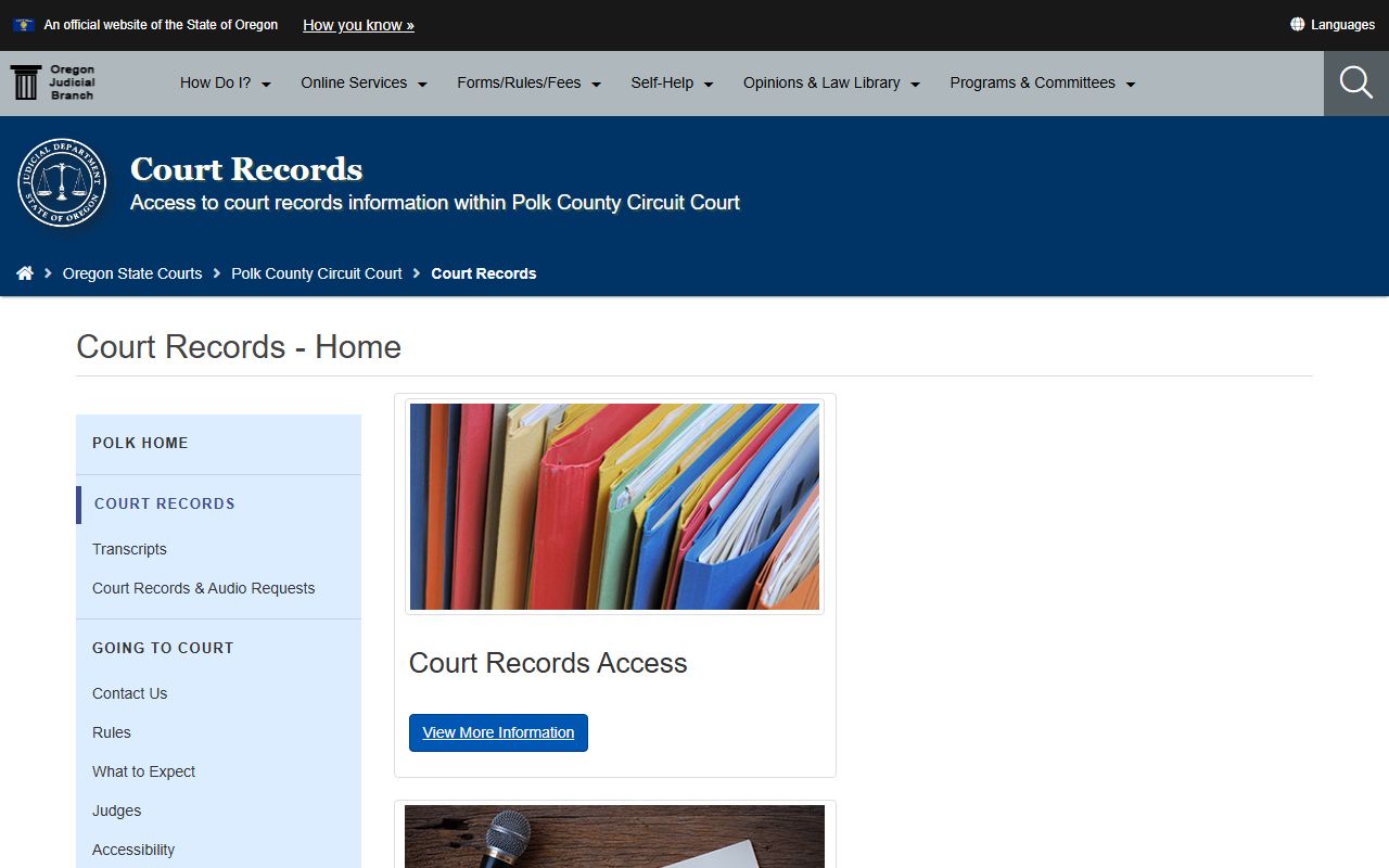 Polk County Circuit Court records page