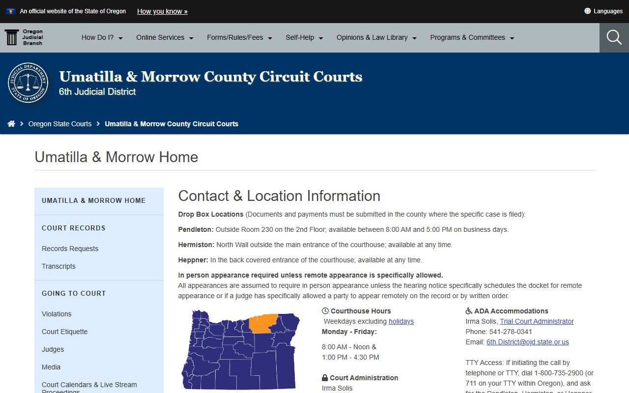 Umatilla County Circuit Court records information
