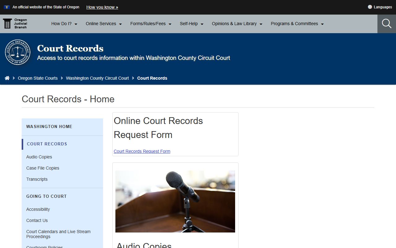 Washington County Circuit Court official page for court records